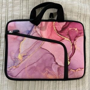 Pink and Gold Marble Laptop Bag